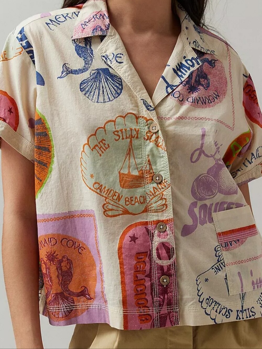 BDG Del Rey Souvenir Button-Down Top